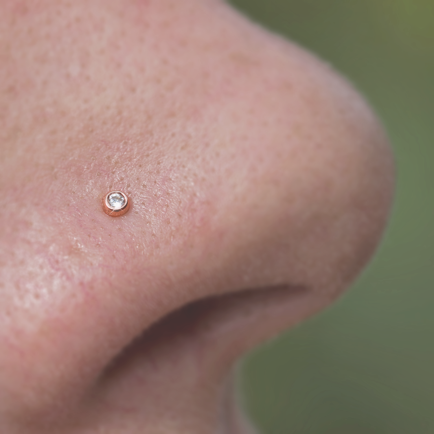 Nose Stud 18k Solid Rose Gold with Diamond Nostril Jewelry Piercing - Zalupe