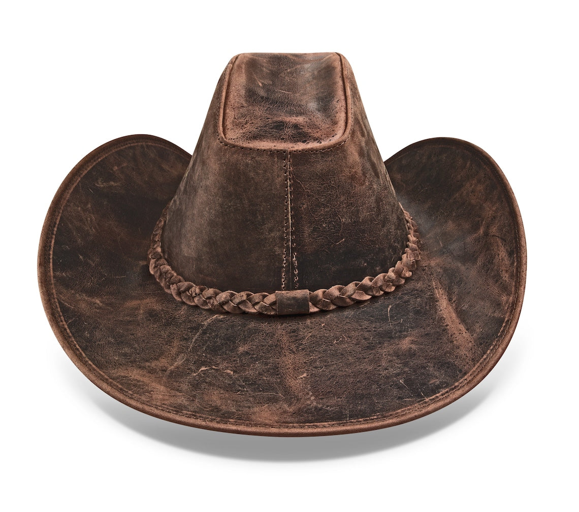 Cowboy Hat Vintage Brown Leather American - Zalupe