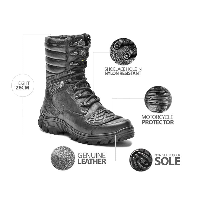 Tactical Boots Black Leather Combat Zipper 5188