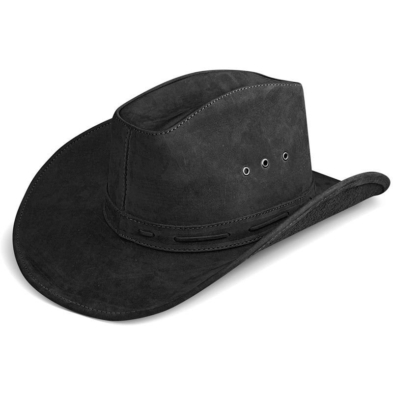 American Stride Black Leather Cowboy Hat