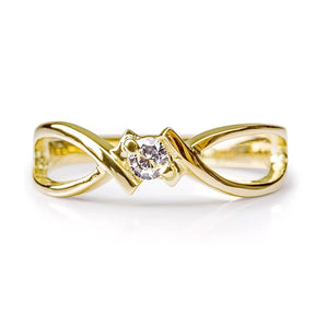 10k Ring Yellow Gold for Womens with Diamond 0.15ct Wedding