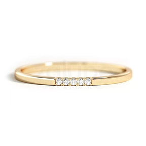 10k Yellow Gold Ring Thin Dainty Womens 5 Diamonds