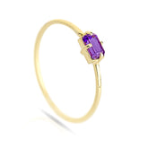 Ring Amethyst Womens 10K Solid Gold Dainty Thin