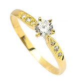 10k Yellow Gold Ring for Womens with Diamonds Solitary Engagement