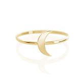 10k Yellow Solid Gold Ring Dainty Crescent Moon