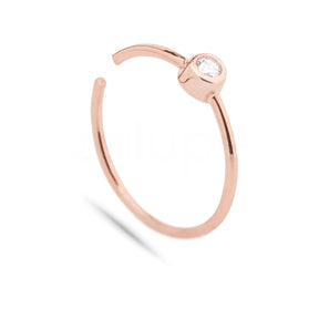 Nose Ring Diamond and 18k Solid Rose Gold Hoop 22g Jewelry