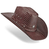 Cowboy Hat Brown Snake Cowhide American Style