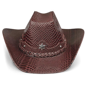 Cowboy Hat Brown Snake Cowhide American Style