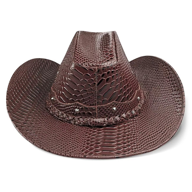 Cowboy Hat Brown Snake Cowhide American Style