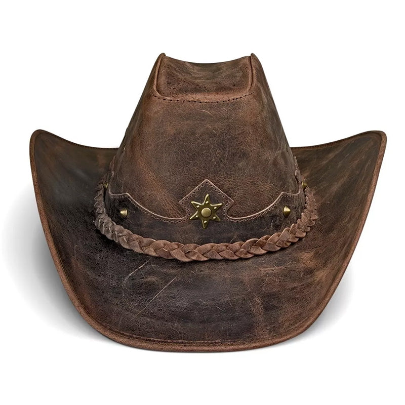 Cowboy Hat Vintage Brown Leather American Star