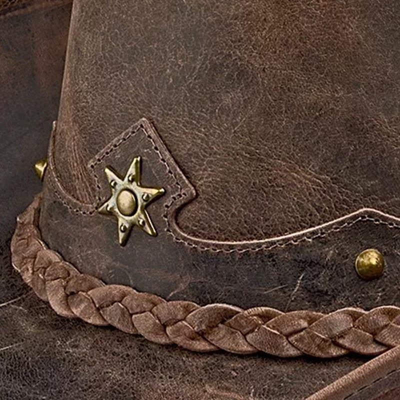 Cowboy Hat Vintage Brown Leather American Star