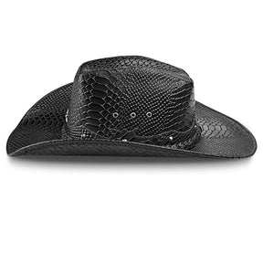 Cowboy Hat Black Snake Cowhide American Style