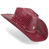 Cowboy Hat Red Snake Cowhide American Style