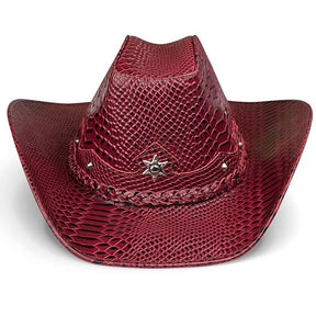 Cowboy Hat Red Snake Cowhide American Style