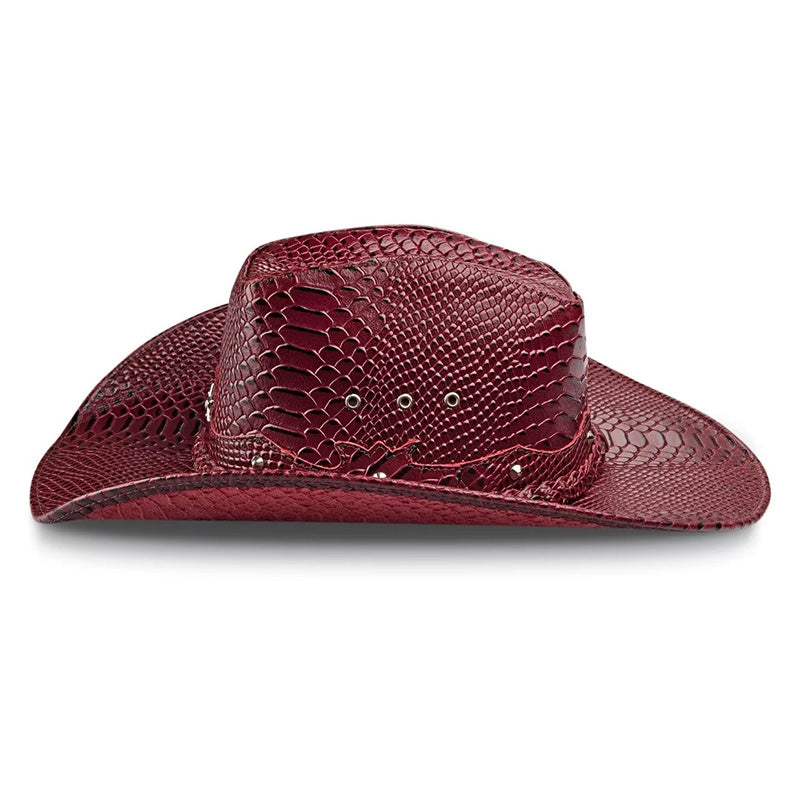 Cowboy Hat Red Snake Cowhide American Style