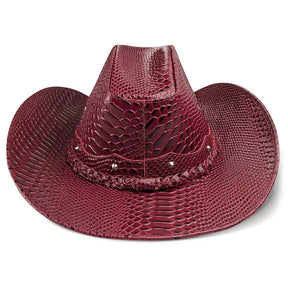 Cowboy Hat Red Snake Cowhide American Style