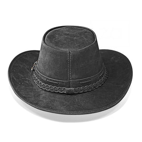 Cowboy Hat Black Vintage Leather Western Maverick