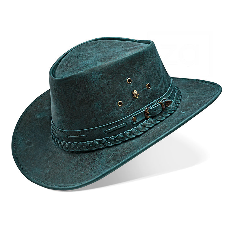Cowboy Hat Blue Vintage Leather Western Maverick