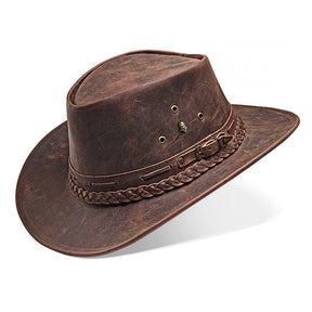Cowboy Hat Brown Vintage Leather Western Maverick
