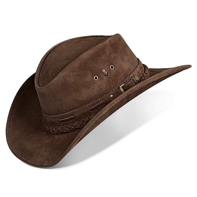 Cowboy Hat Dark Brown Leather Texan Western