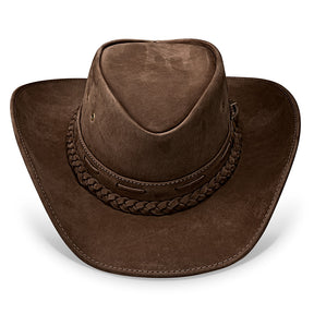 Cowboy Hat Dark Brown Leather Texan Western