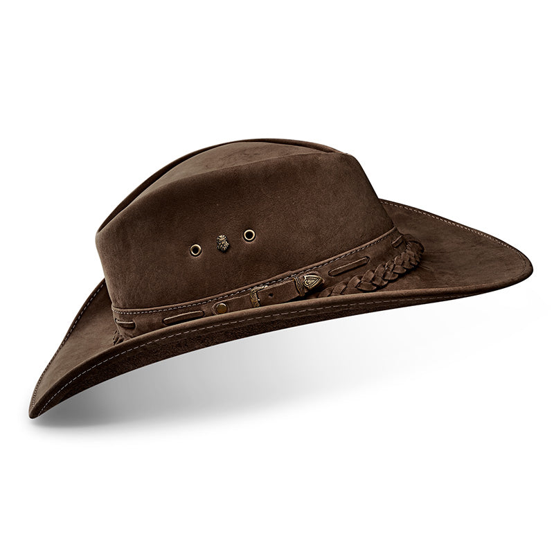 Cowboy Hat Dark Brown Leather Texan Western