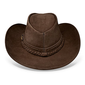 Cowboy Hat Dark Brown Leather Texan Western