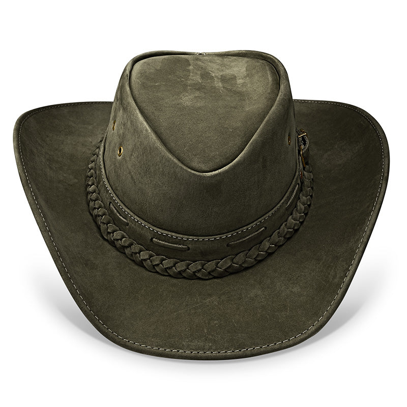 Cowboy Hat Green Leather Texan Western