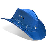 Cowboy Hat Western Blue Leather Texas Star