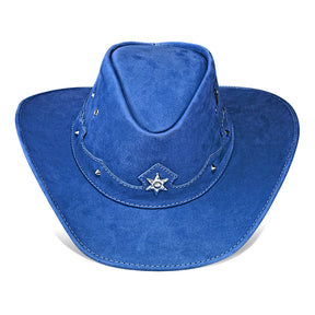 Cowboy Hat Western Blue Leather Texas Star