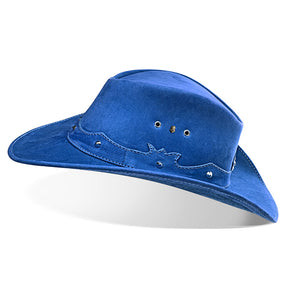 Cowboy Hat Western Blue Leather Texas Star