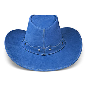 Cowboy Hat Western Blue Leather Texas Star