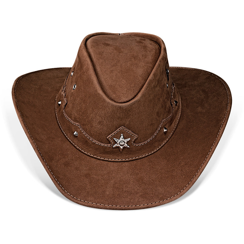 Cowboy Hat Western Brown Leather Texas Star