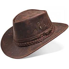 Cowboy Hat Western Brown Vintage Leather Maverick