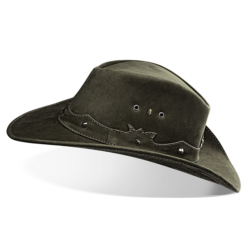 Cowboy Hat Western Dark Green Leather Texas Star