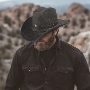 Cowboy Hat Western Vintage Black Leather American Star
