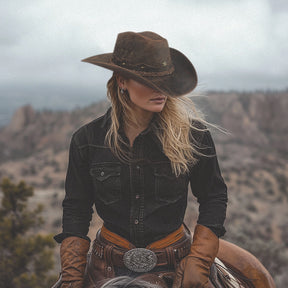 Cowboy Hat Vintage Brown Leather American Star