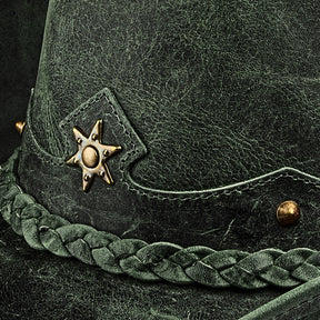 Cowboy Hat Vintage Green Leather American Star