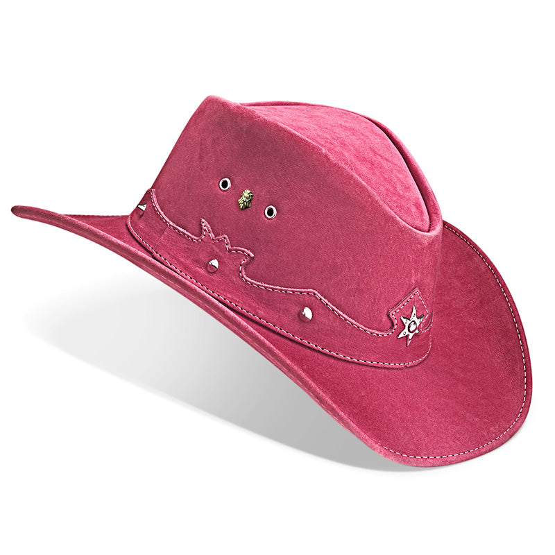 Cowboy Hat Western Pink Leather Ranger Star