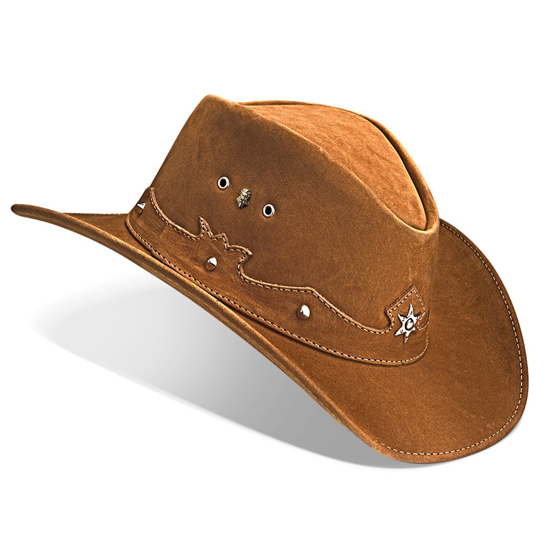 Cowboy Hat Western Tan Leather Ranger Star