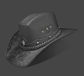 Cowboy Hat Western Flower Black Leather American Star