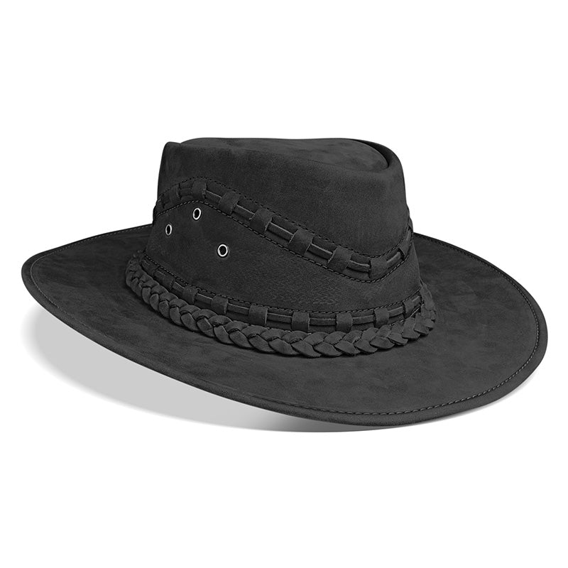 Frontier Black Leather Cowboy Hat