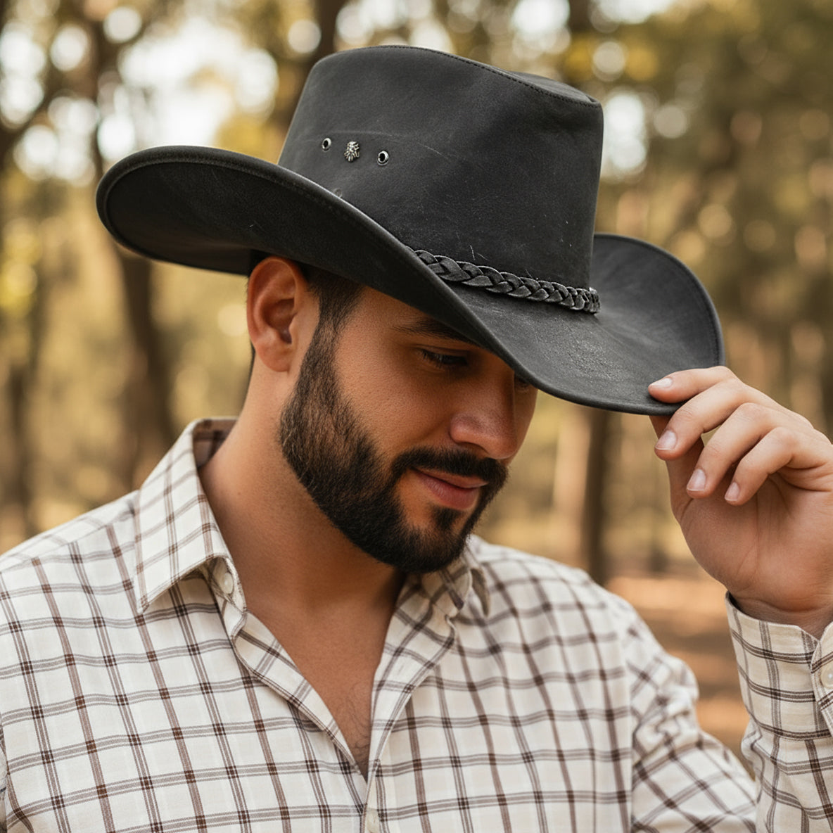 Cowboy Hat Vintage Black Leather American