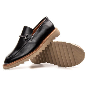 Another angle of Bigioni black leather loafer showcasing the high-quality rubberized sole and leather welt