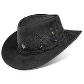 Outrider Black Leather Cowboy Hat