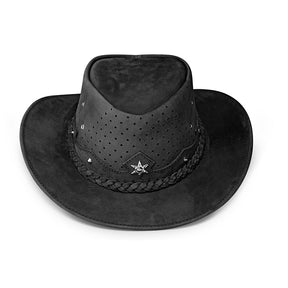 Outrider Black Leather Cowboy Hat