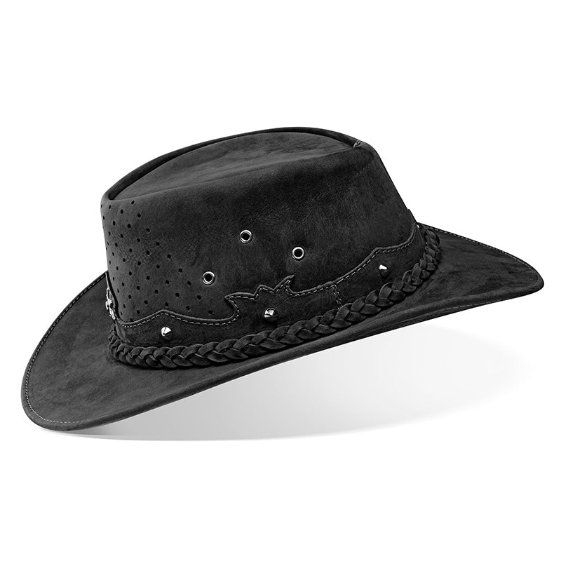 Outrider Black Leather Cowboy Hat