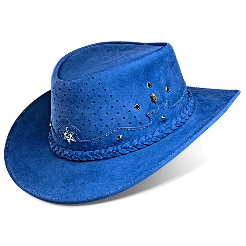 Outrider Blue Leather Cowboy Hat
