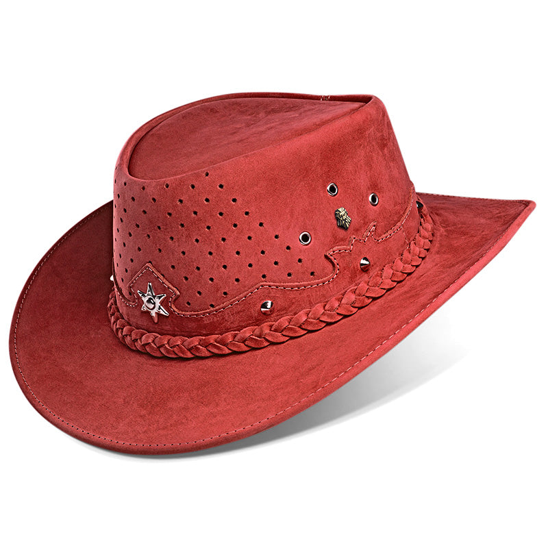 Outrider Red Leather Cowboy Hat