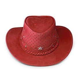 Outrider Red Leather Cowboy Hat